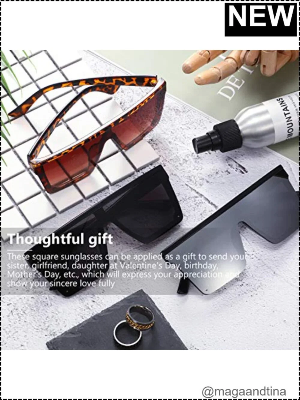 Oversized Square Sunglasses for Women Men 3 Pair Set